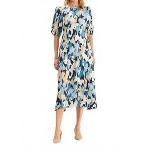 NEW TYLER BOE frankie silk dress in blue clouds